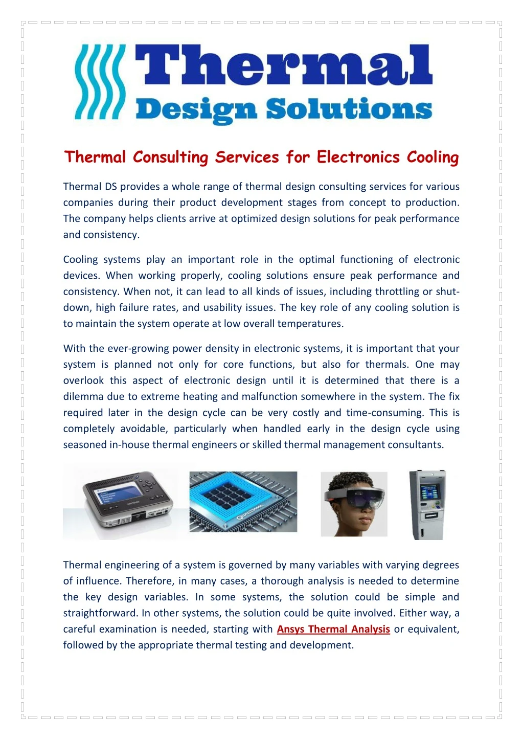 thermal consulting services for electronics