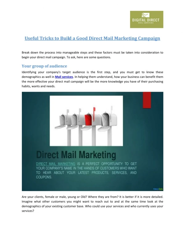 Useful Tricks to Build a Good Direct Mail Marketing Campaign