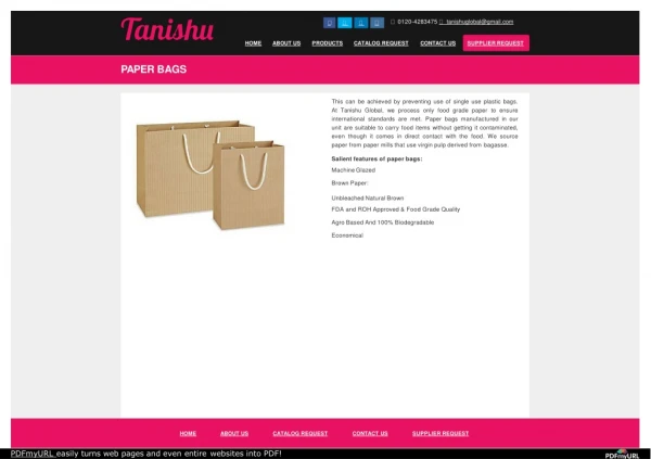 Eco-Friendly Paper Bags Manufacturer | Tanishu Global