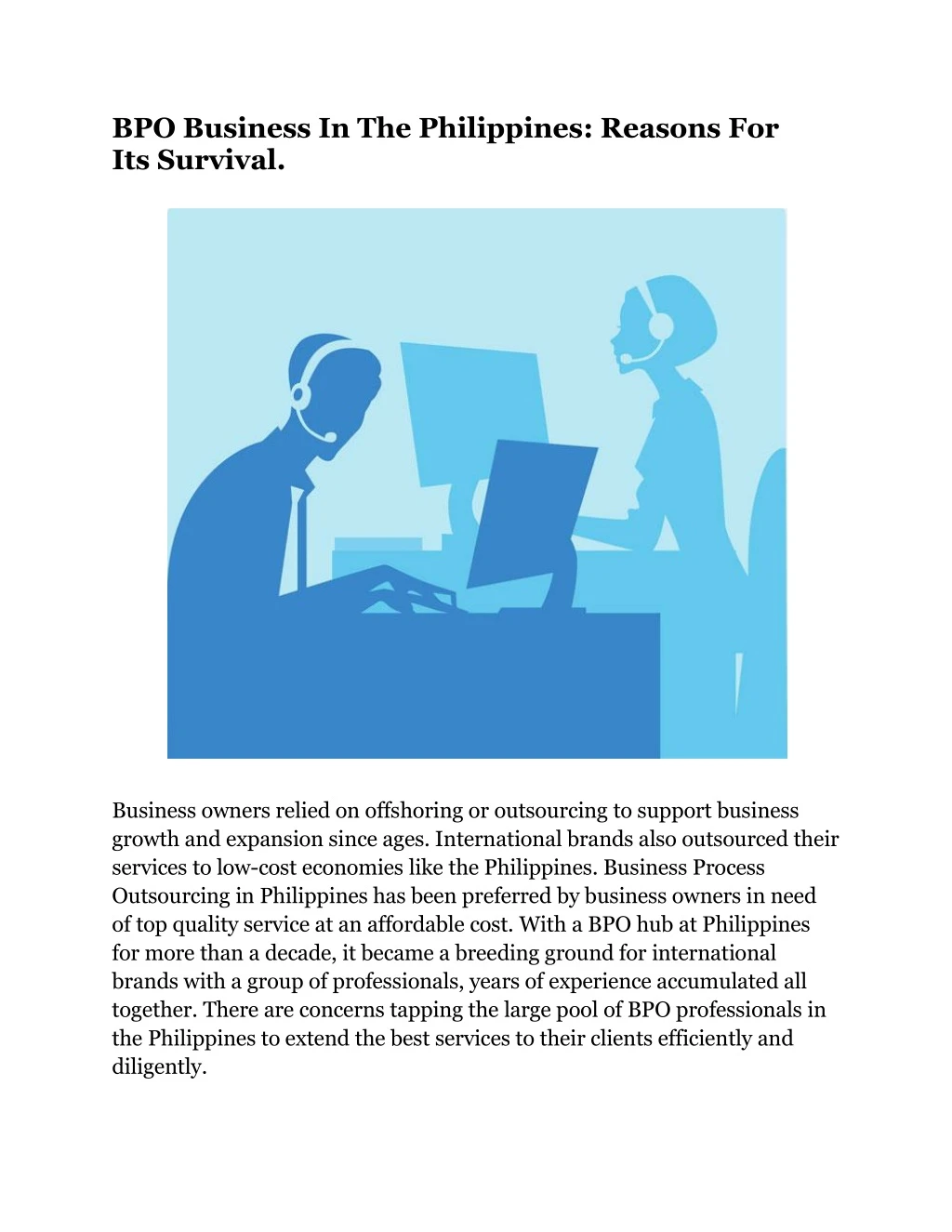 bpo business in the philippines reasons