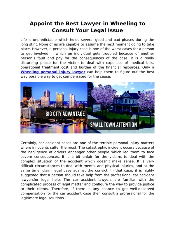 Appoint the Best Lawyer in Wheeling to Consult Your Legal Issue