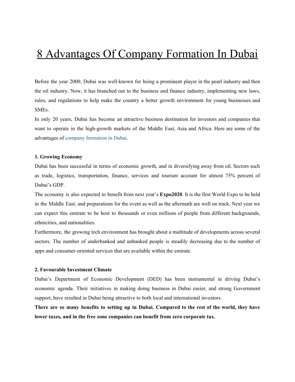 8 advantages of company formation in dubai