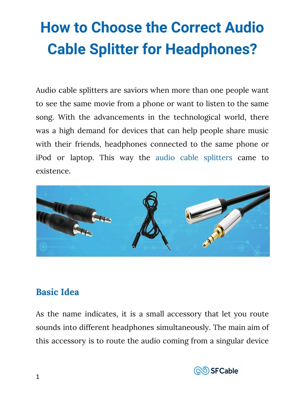 how to choose the correct audio cable splitter