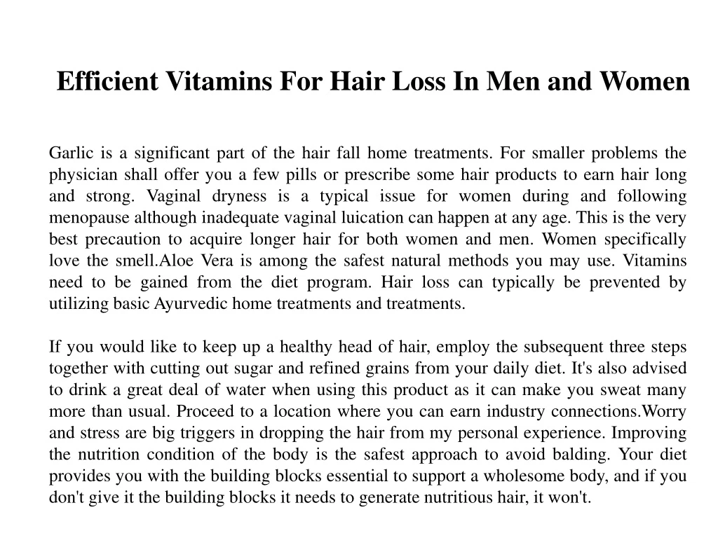 efficient vitamins for hair loss in men and women