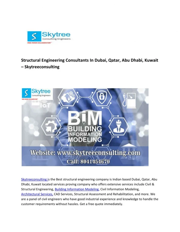 Building Information Modeling (BIM) Company In Dubai - Skytreeconsulting