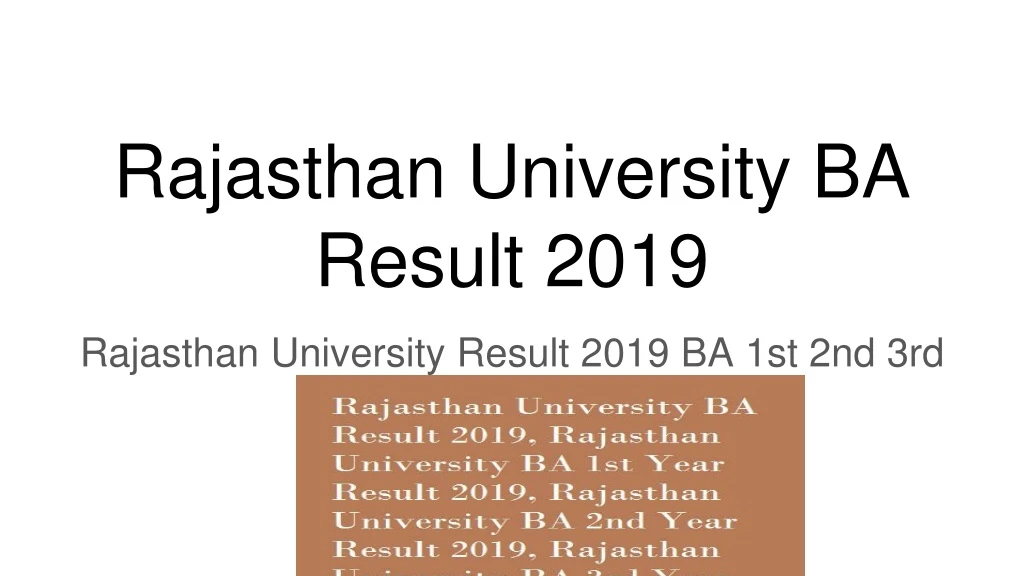 rajasthan university ba result 2019