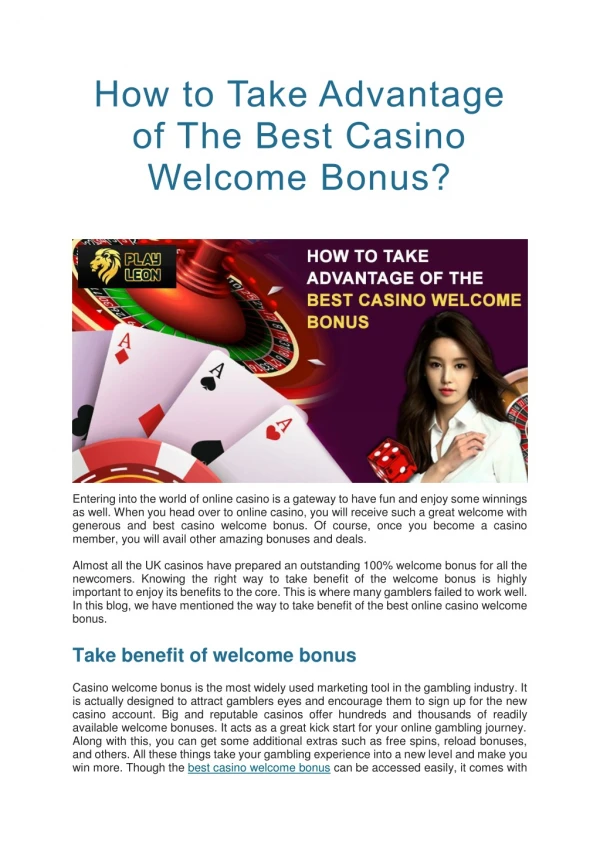 How to Take Advantage of The Best Casino Welcome Bonus?