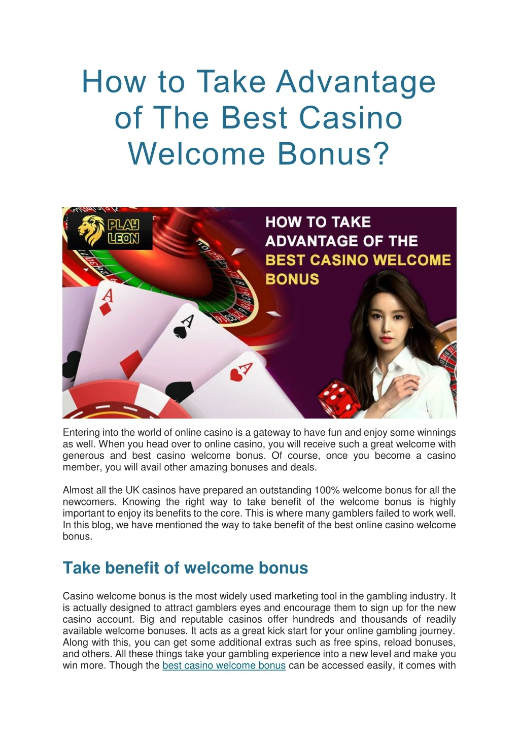 how to take advantage of the best casino welcome