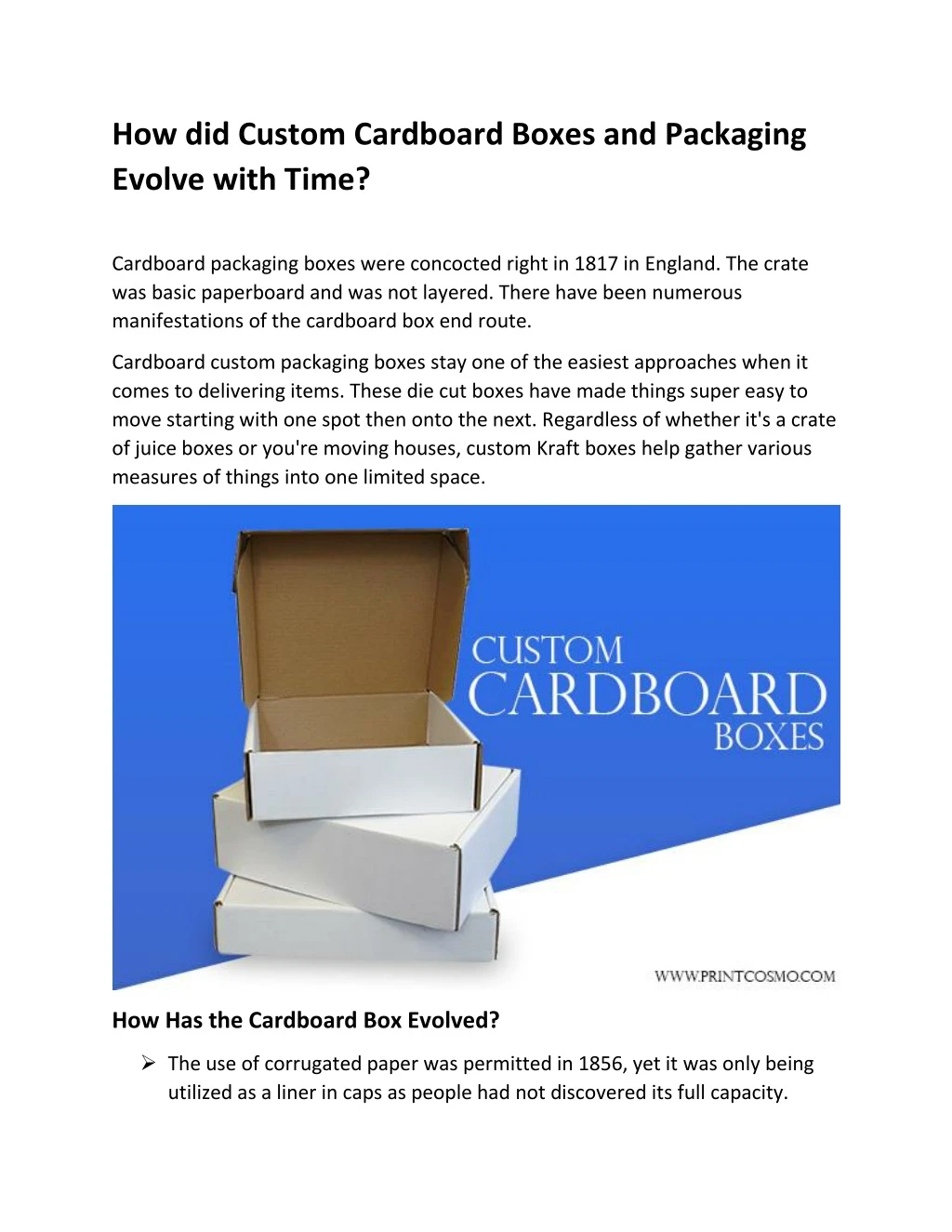 how did custom cardboard boxes and packaging