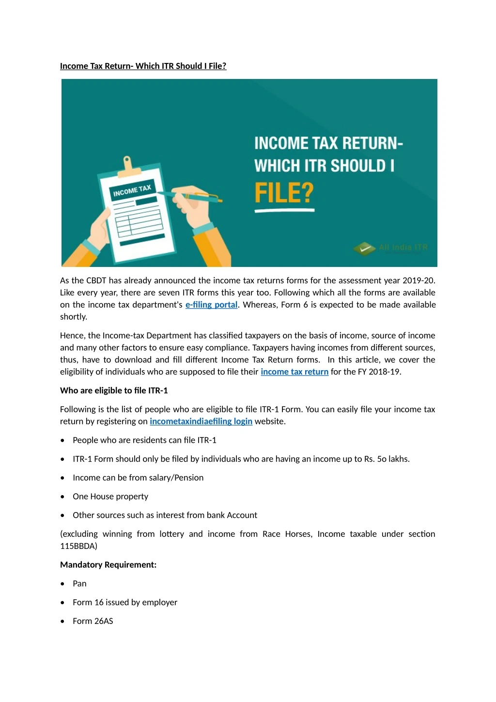 income tax return which itr should i file