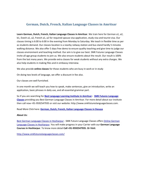 Best german language classes in jalandhar