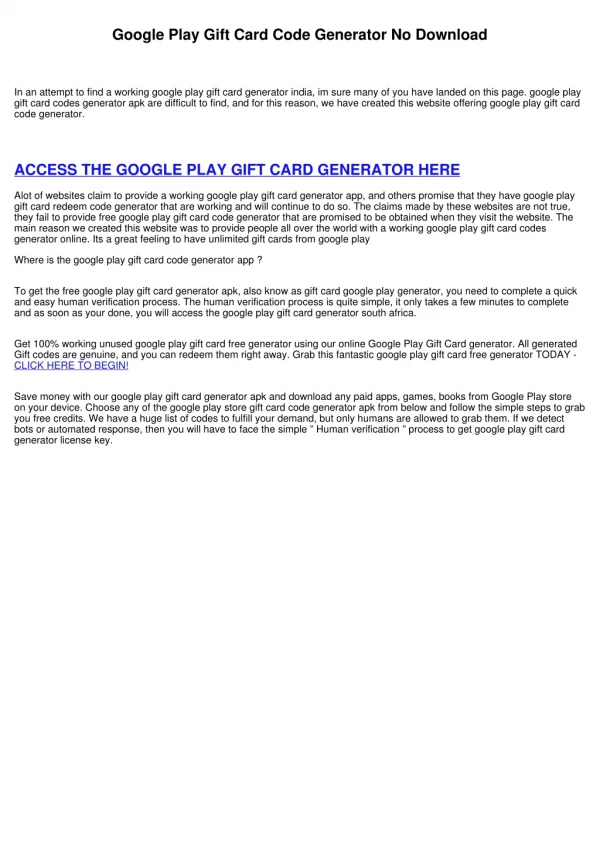 Google Play Gift Card Codes Generator Online