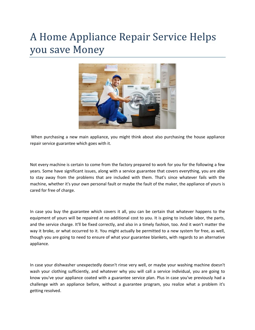 a home appliance repair service helps you save