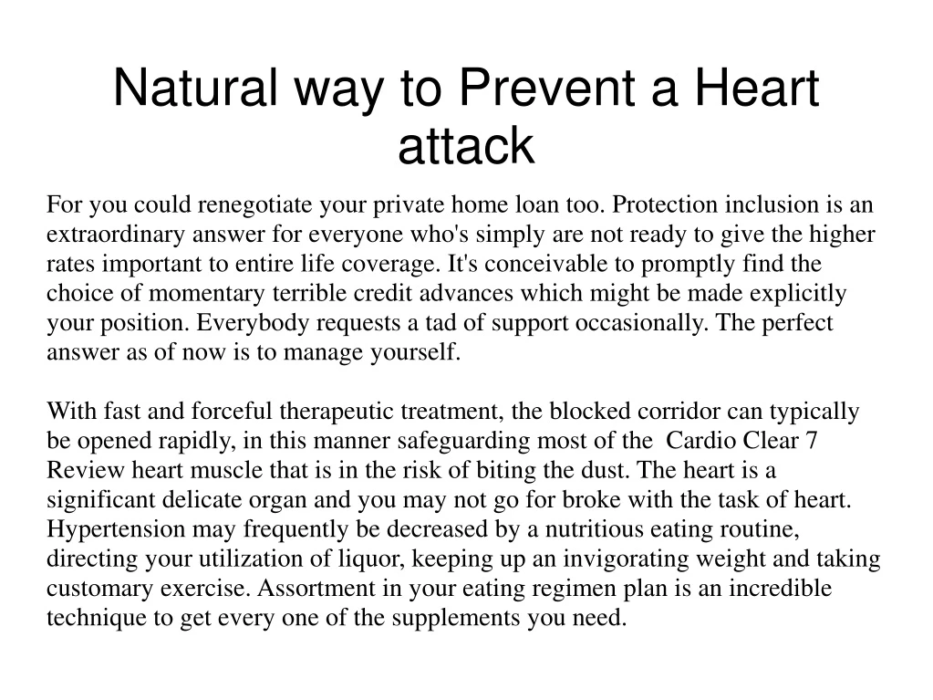 natural way to prevent a heart attack