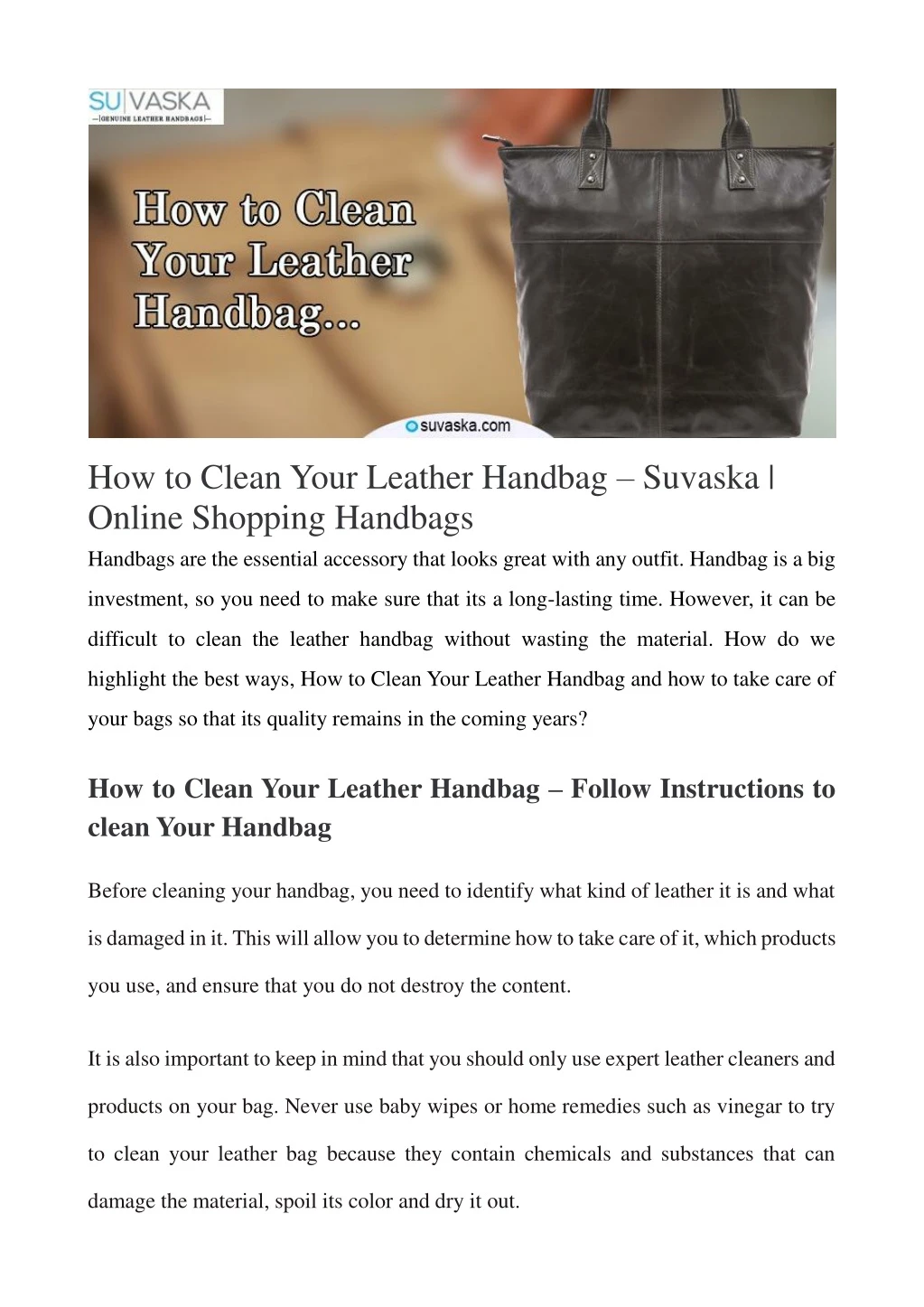 how to clean your leather handbag suvaska online