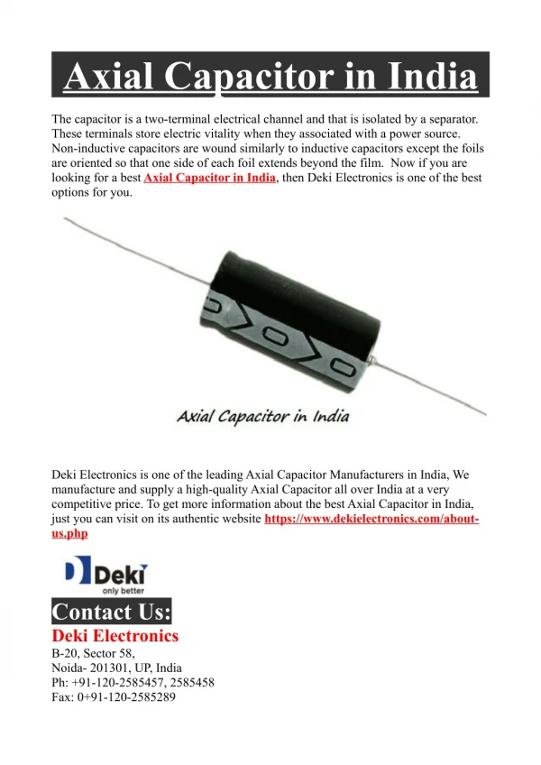 Axial Capacitor in India