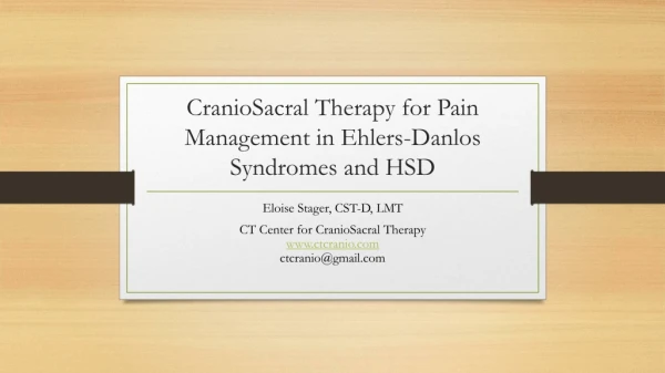 CranioSacral Therapy for Pain Management in Ehlers-Danlos Syndromes and HSD