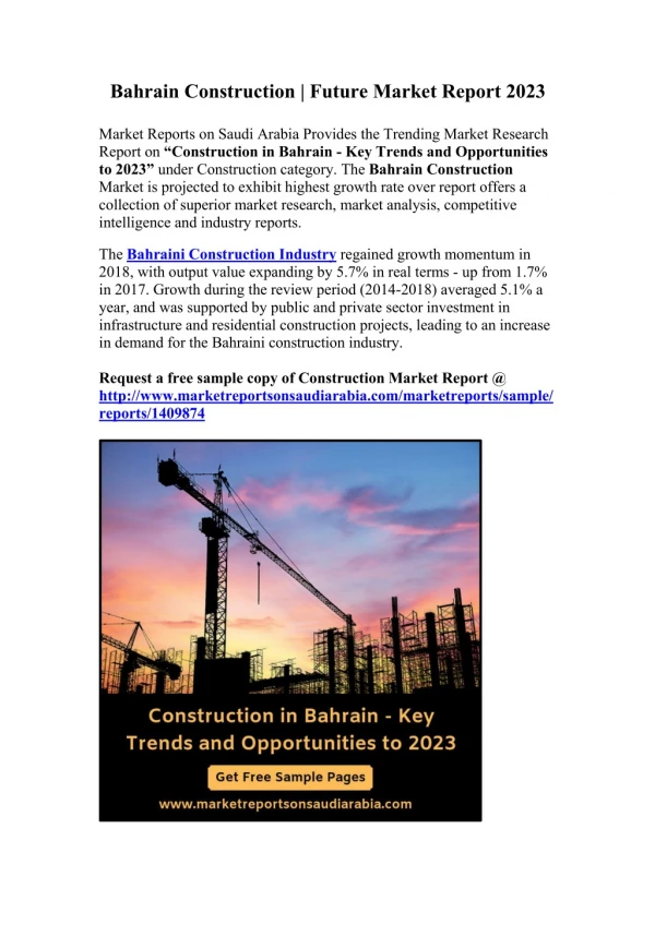 Bahrain Construction | Future Market Report 2023