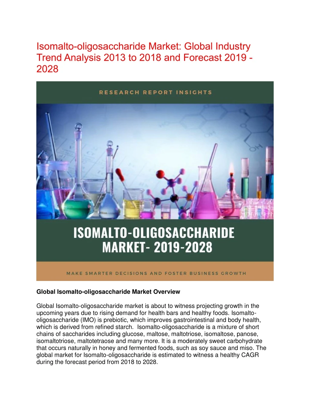 isomalto oligosaccharide market global industry