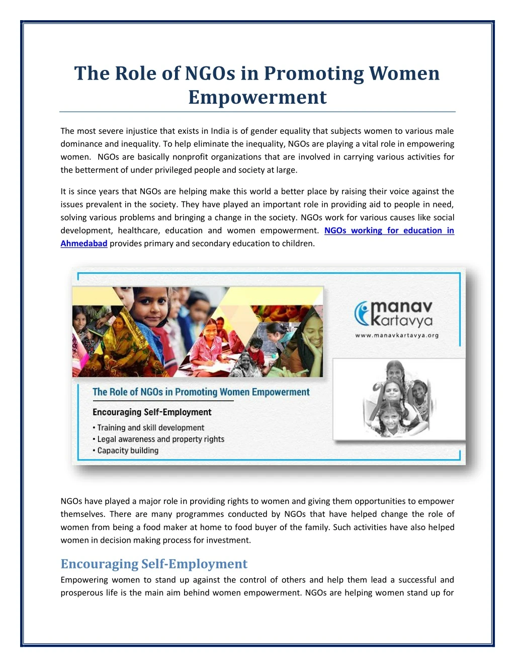 the role of ngos in promoting women empowerment
