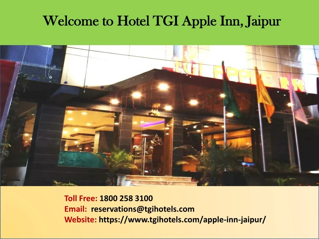 welcome to hotel tgi apple inn jaipur