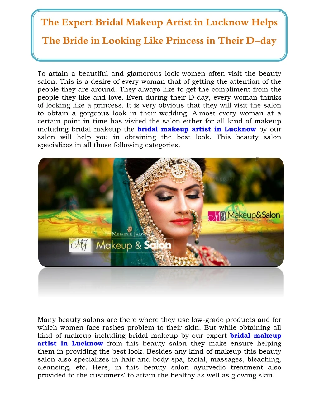 the expert bridal makeup artist in lucknow helps