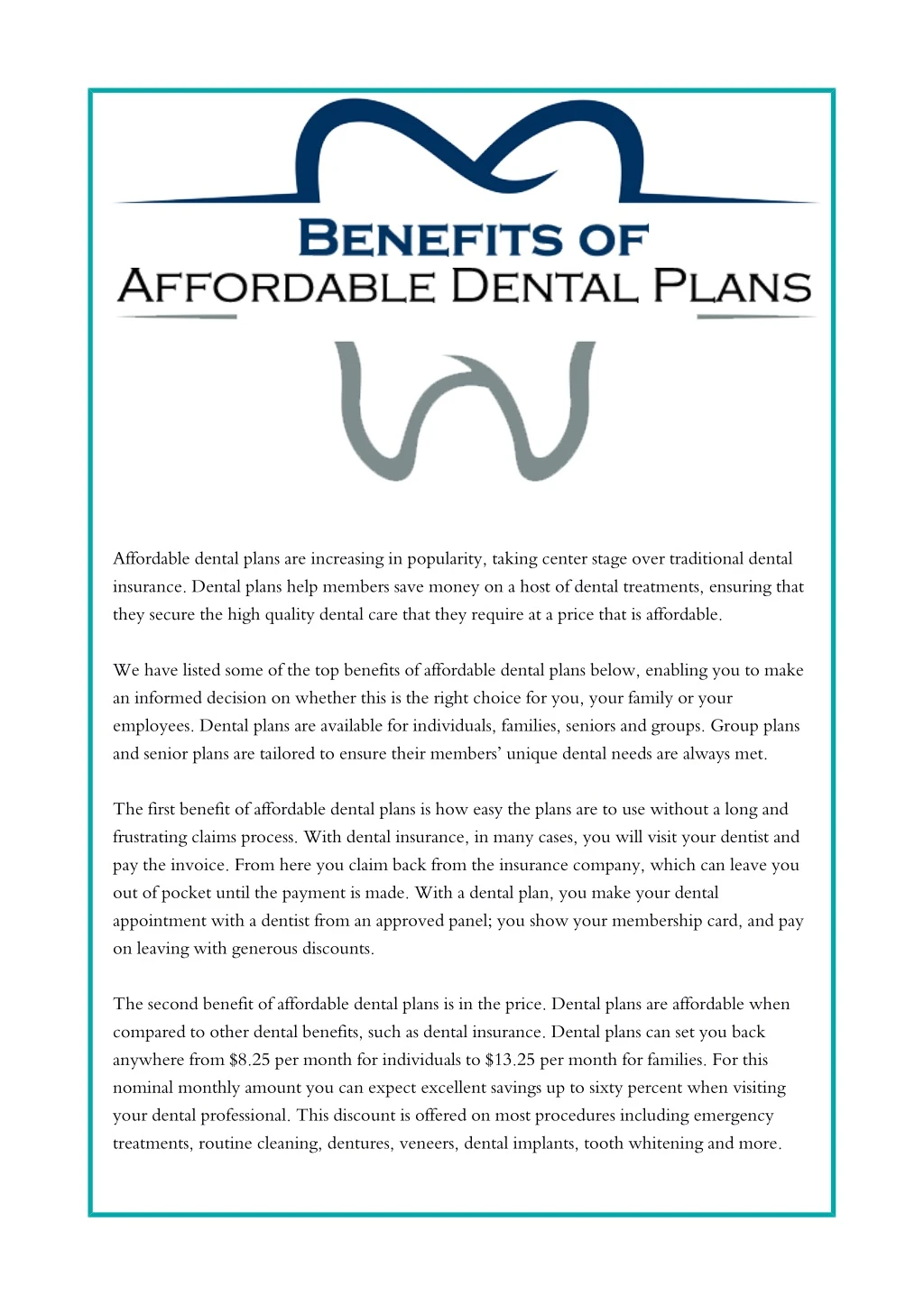 affordable dental plans are increasing