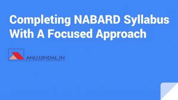 Completing NABARD Syllabus With A Focused Approach