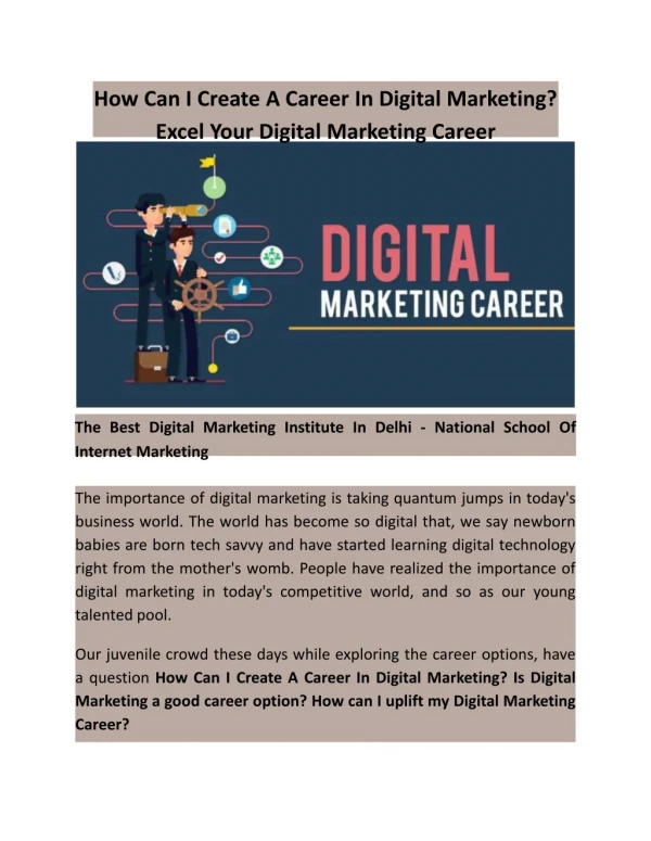 How Can I Create A Career In Digital Marketing