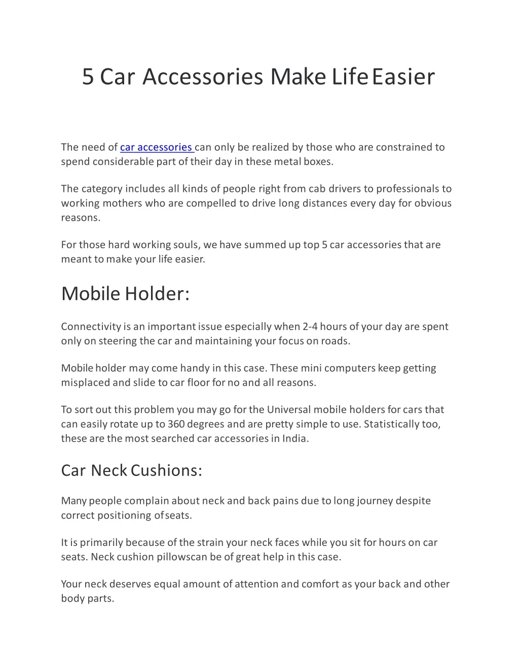 5 car accessories make life easier