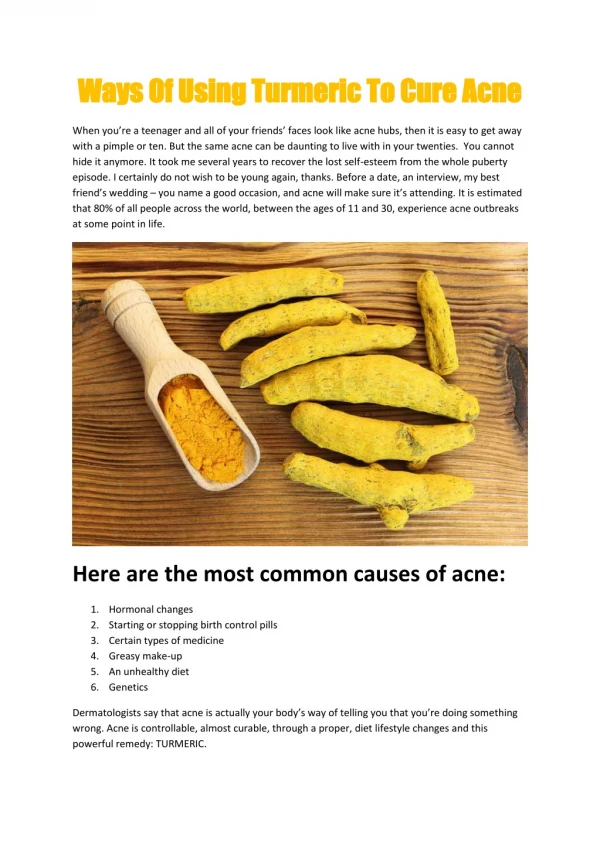 Ways Of Using Turmeric To Cure Acne