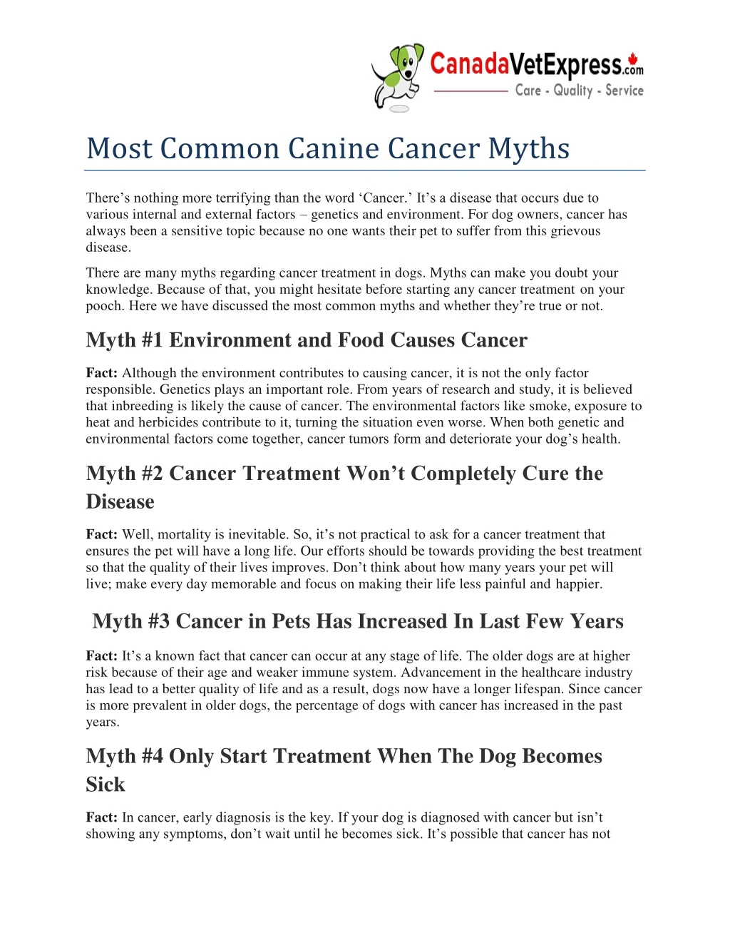 most common canine cancer myths