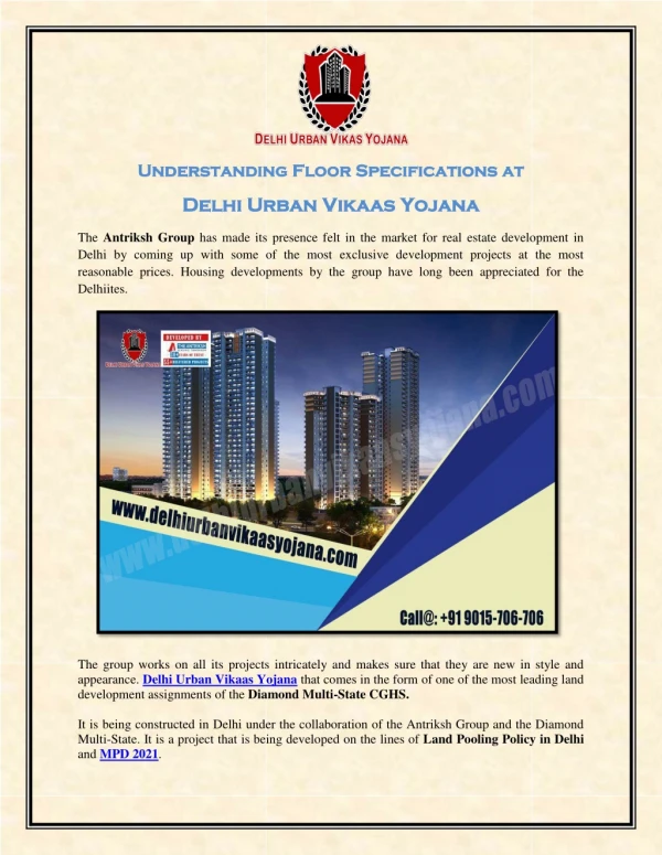 Understanding Floor Specifications at Delhi Urban Vikaas Yojana