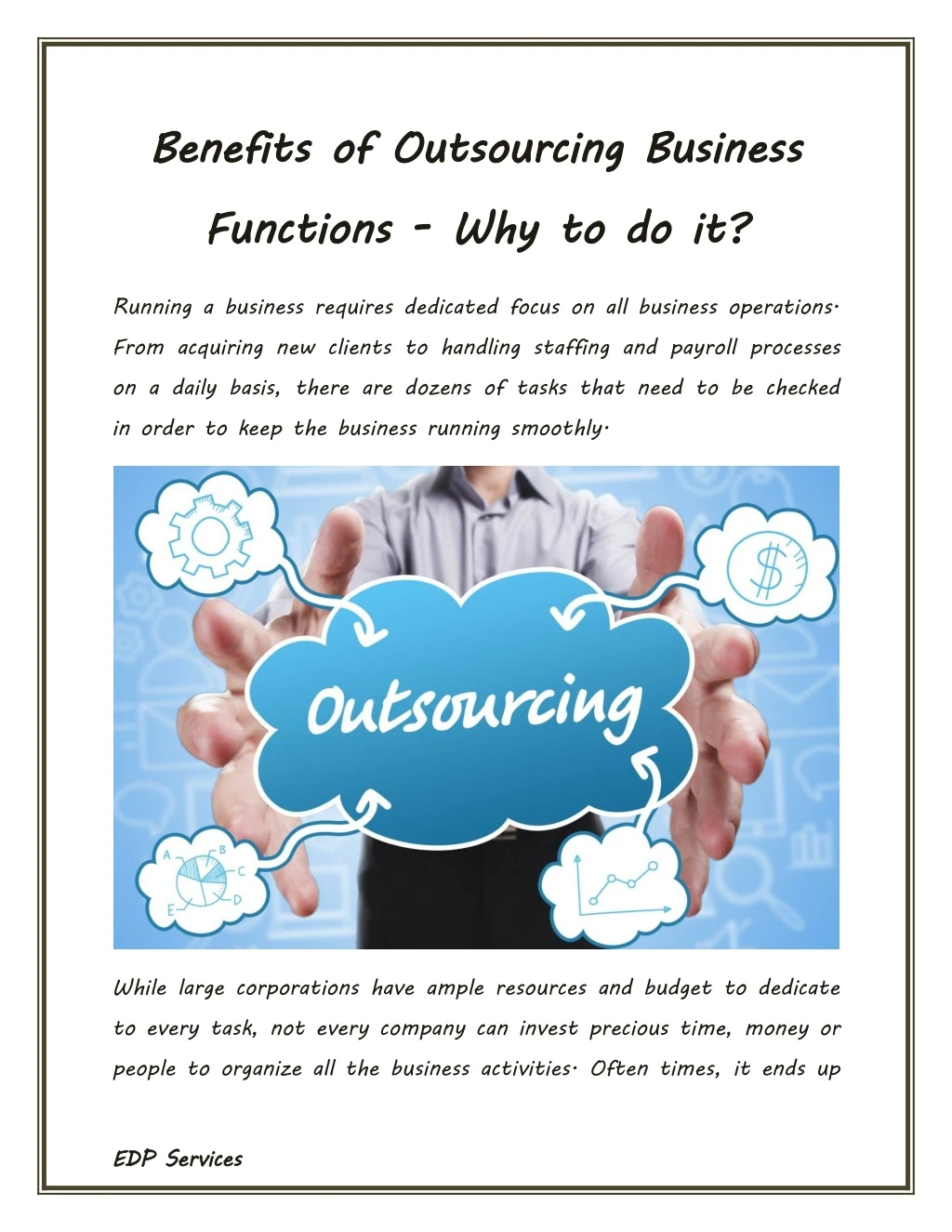 benefits of outsourcing business functions