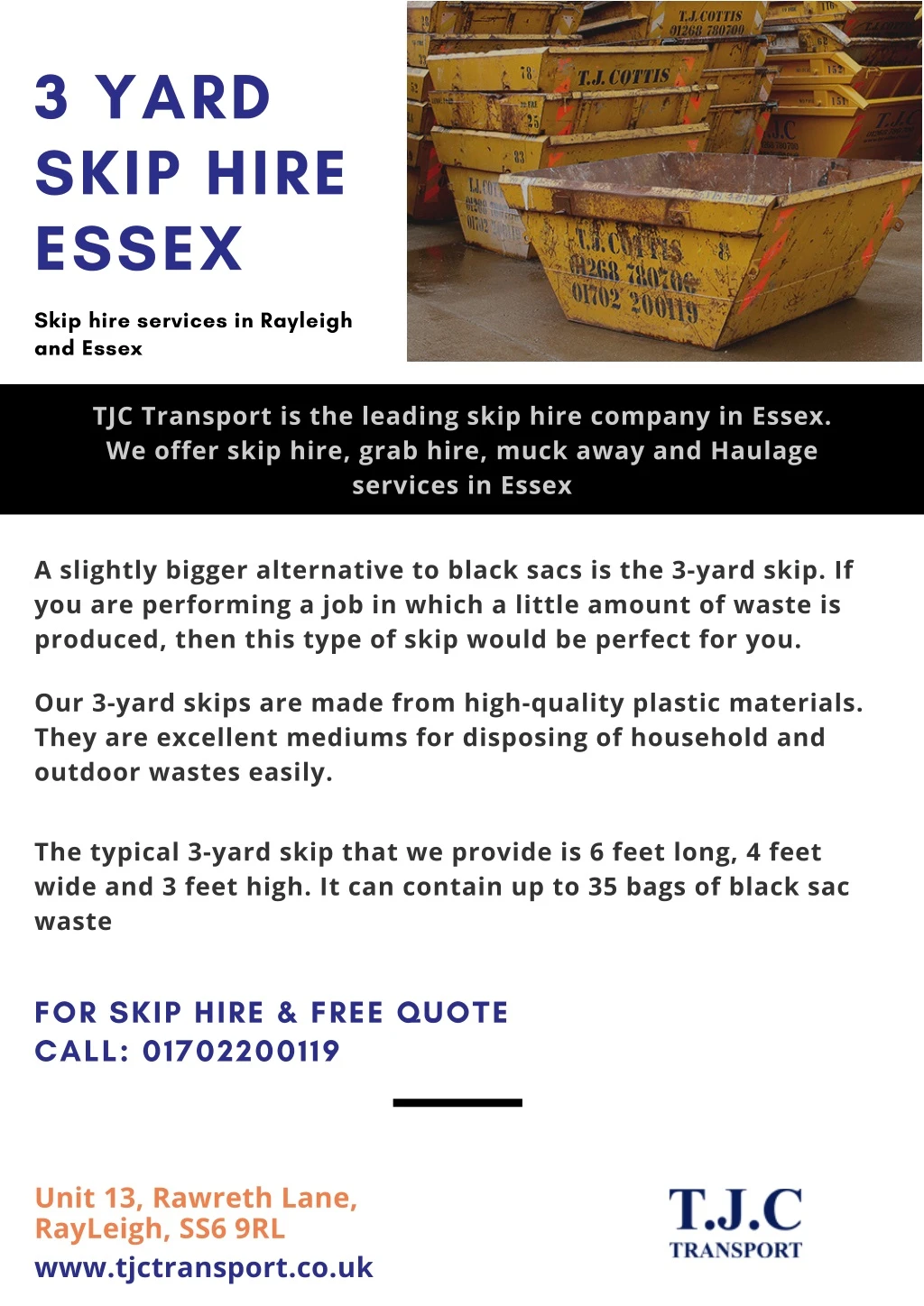 3 yard skip hire essex