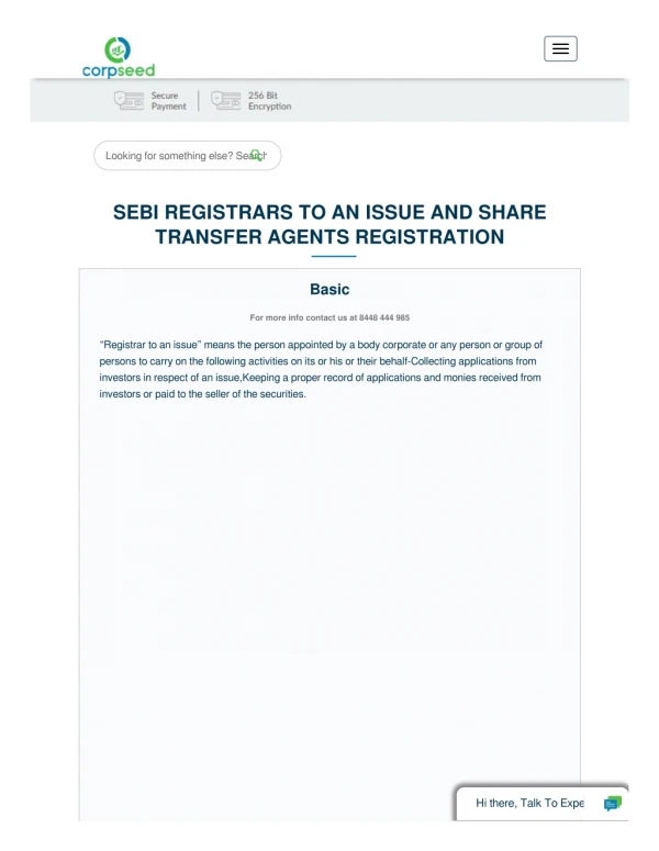 SEBI Registrars to an Issue and Share Transfer Agents Registration