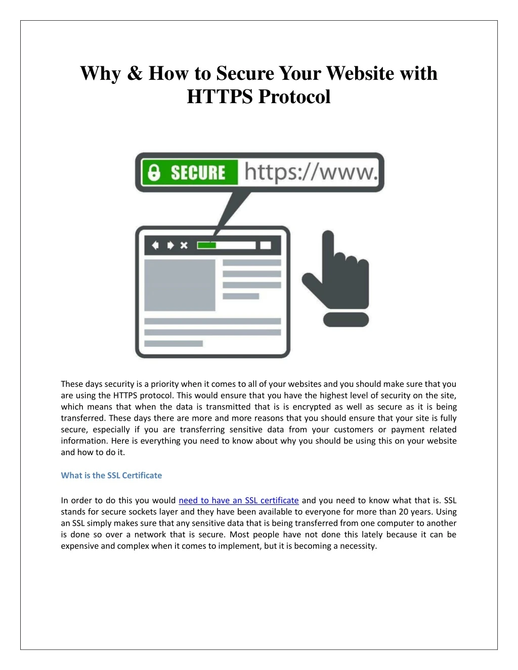 why how to secure your website with https protocol