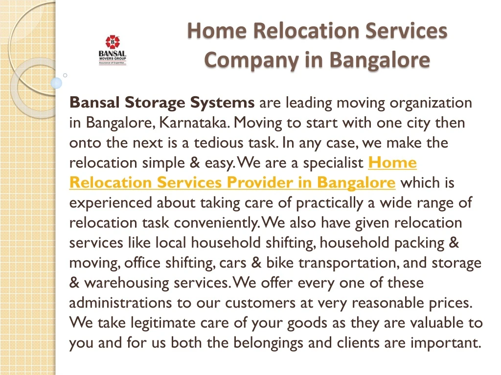 home relocation services company in bangalore