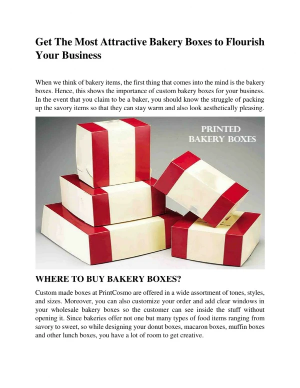 Get The Most Attractive Bakery Boxes to Flourish Your Business