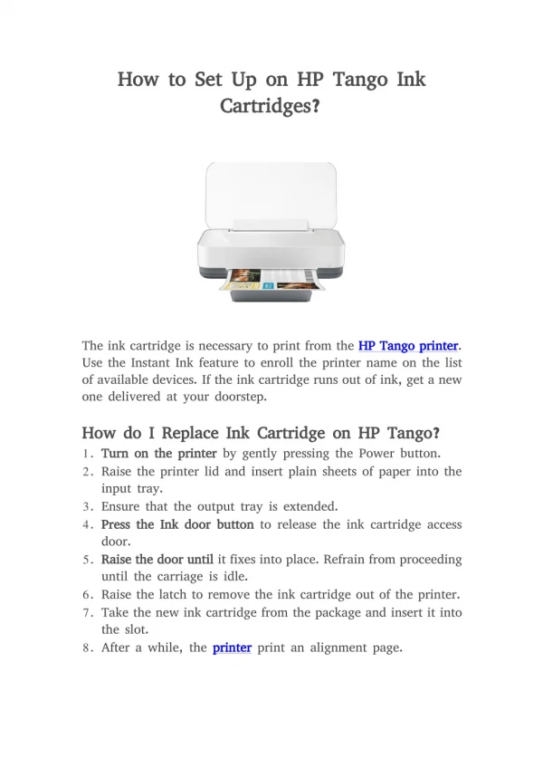 How to Set Up on HP Tango Ink Cartridges?
