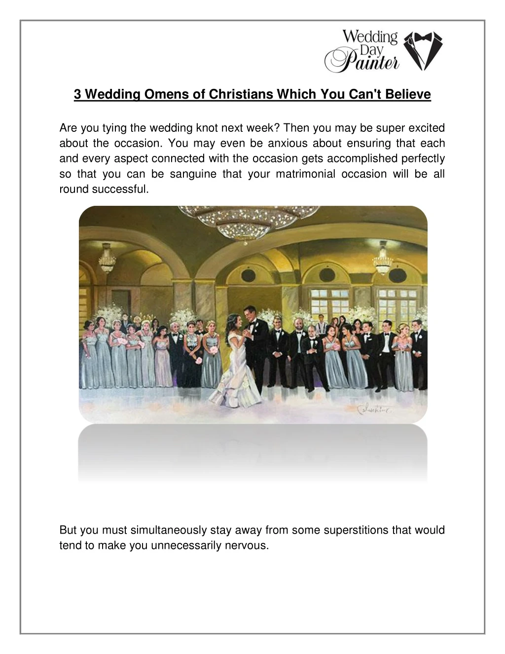 3 wedding omens of christians which