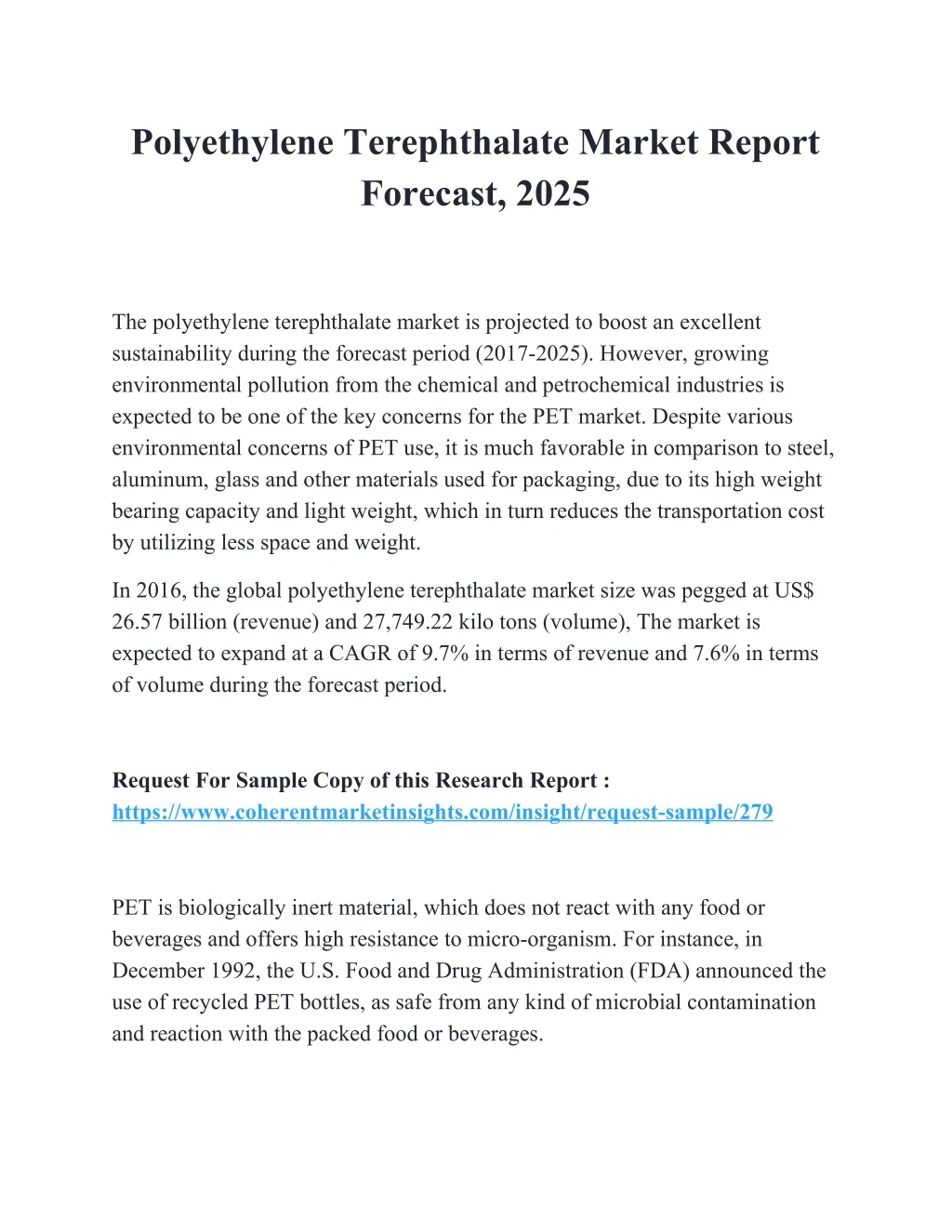 polyethylene terephthalate market report forecast