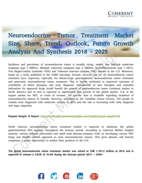 Neuroendocrine Tumor Treatment Market Witness Considerable Growth To 2025