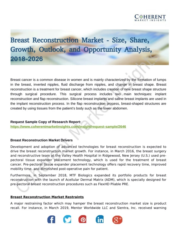 Breast Reconstruction Market Competitive Analysis by Top Key Players with its Application, Product Types