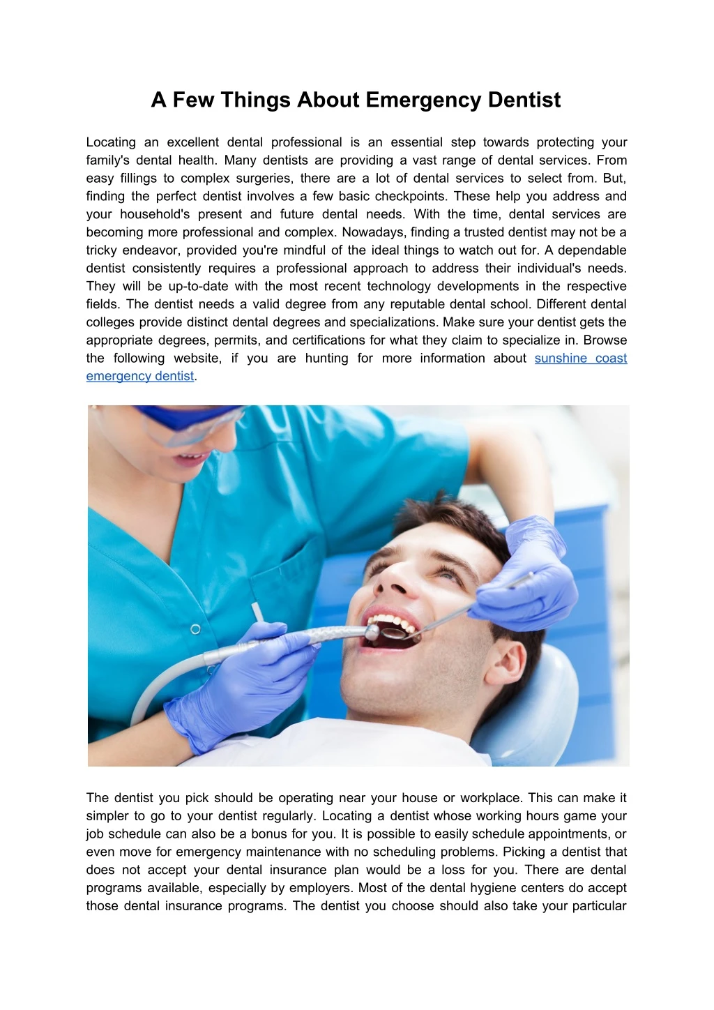 a few things about emergency dentist