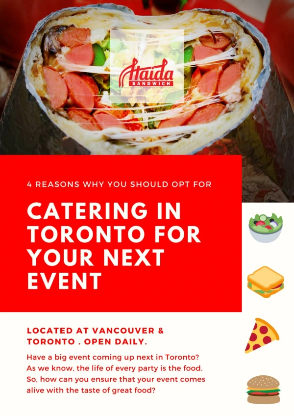 4 Reasons Why You Should Opt for Catering in Toronto for Your Next Event