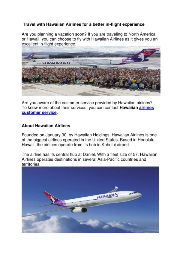 Travel with Hawaiian Airlines for a better in-flight experience