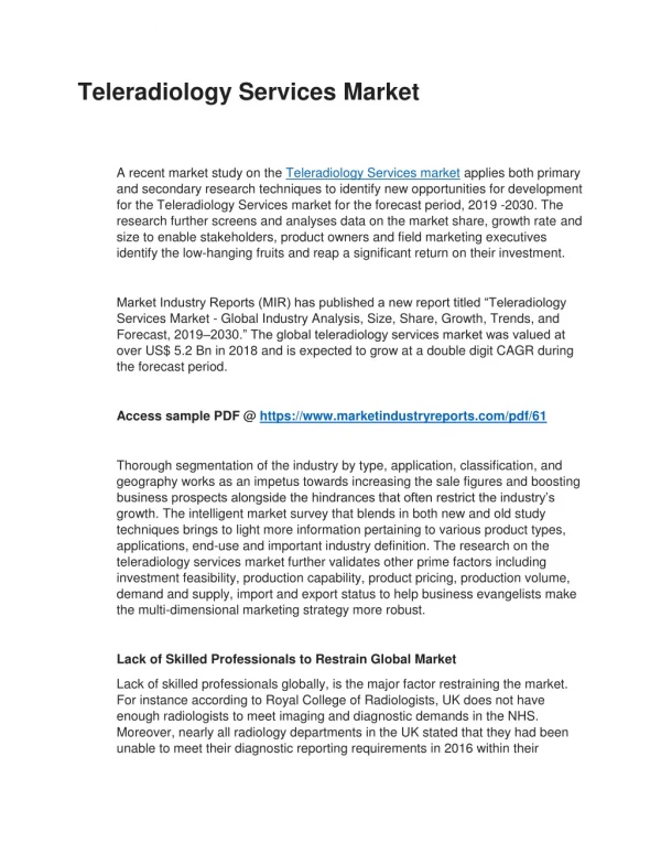 teleradiology services market