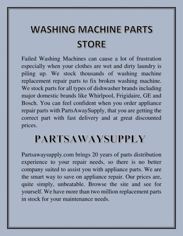 Washing Machine Parts Store