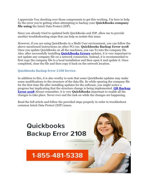 QuickBooks Backup Error Code 2108